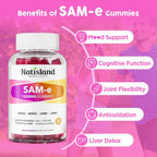 NATISLAND SAM-e con L-Tirosina y Complejo B Metilado Gominolas, 1200mg, 60 unidades
