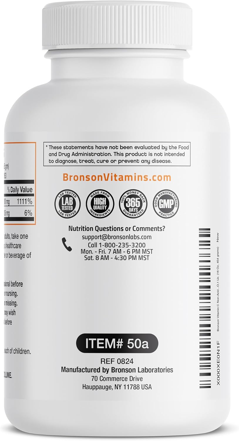 Bronson Vitamina C No Ácida en Polvo - Ascorbato de Sodio, 454g (1 libra)