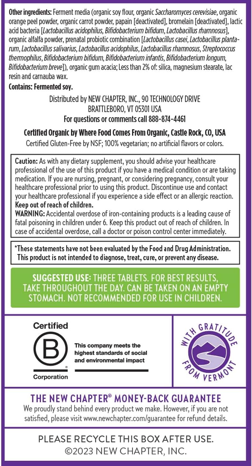 New Chapter Advanced Perfect Prenatal Vitaminas Prenatales, 96 comprimidos