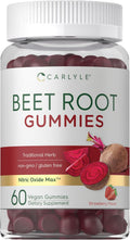 Carlyle Gominolas de Remolacha con Vitamina C y Pimienta Negra - 60 Gominolas Sabor Fresa - Vegano, Sin Gluten