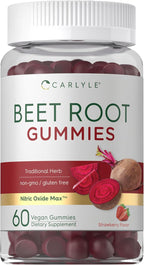 Carlyle Gominolas de Remolacha con Vitamina C y Pimienta Negra - 60 Gominolas Sabor Fresa - Vegano, Sin Gluten