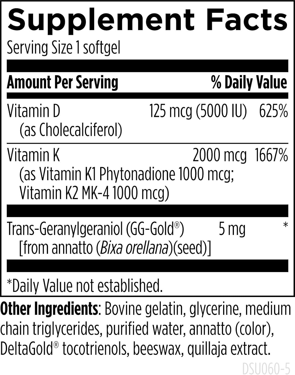 Designs for Health D-Evail Supreme - Vitamina D3 (5000 UI) con K1, K2 MK-4 y GG (60 Cápsulas Blandas)