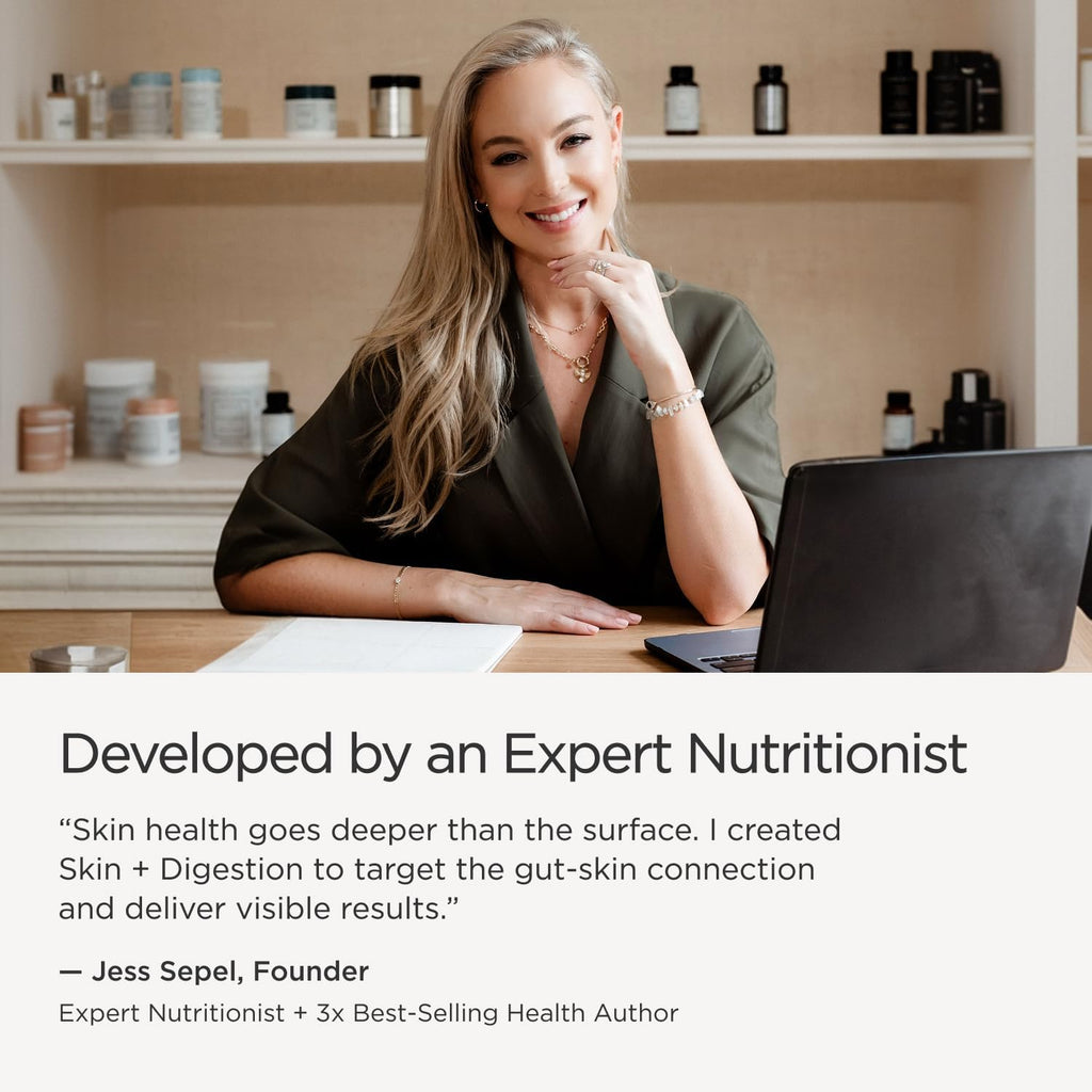 JSHealth Vitamins Skin and Digestion Formula – Complemento para piel y digestión con zinc, 120 comprimidos
