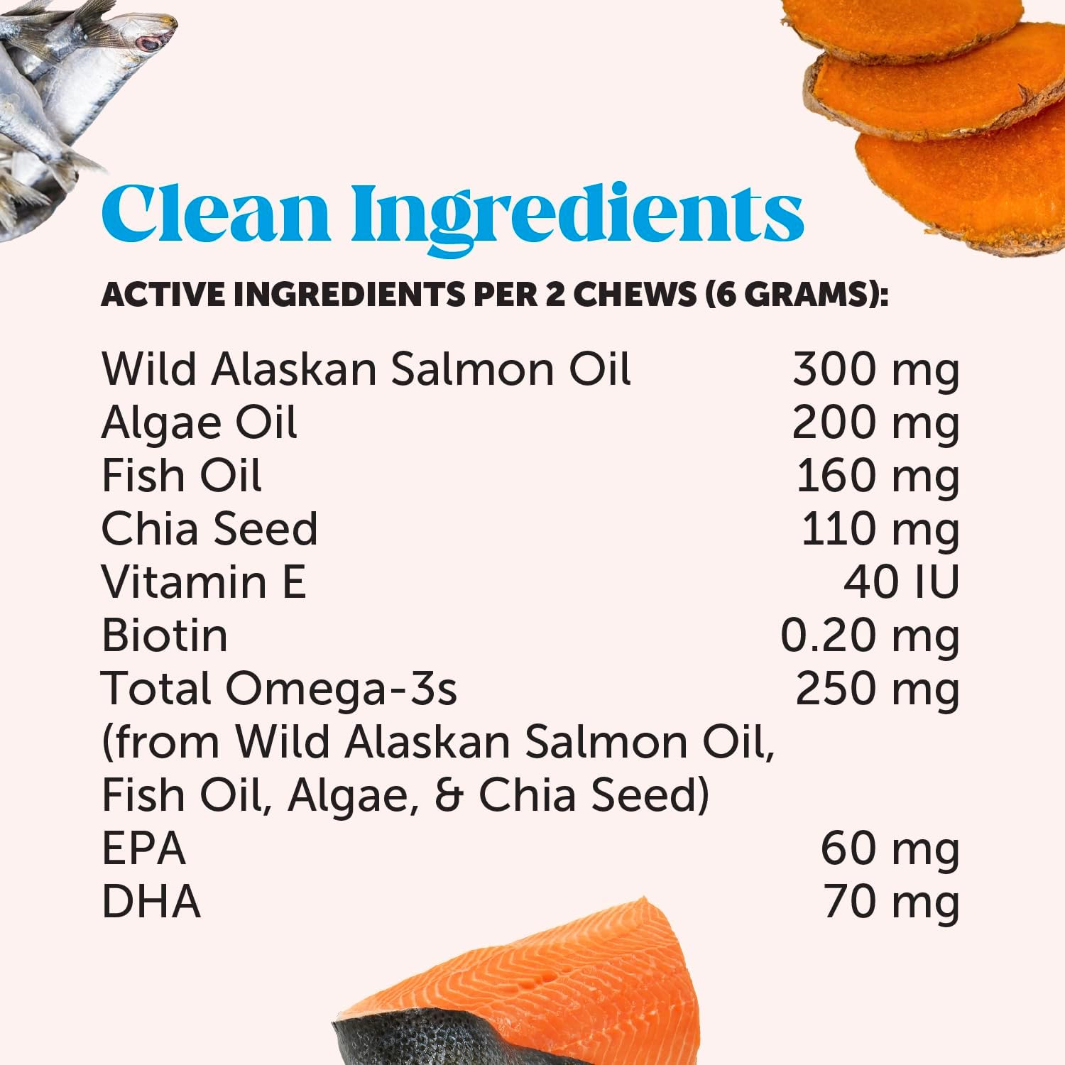 Pet Honesty Omega 3 para Perros - Suplemento de Aceite de Salmón para Piel y Pelo, 90 Chews