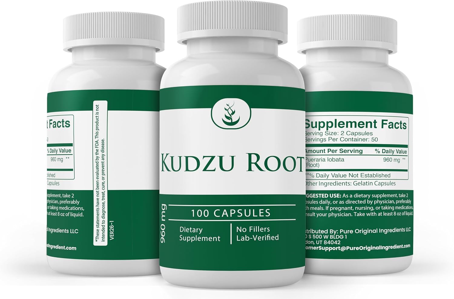 Pure Original Ingredients Raíz de Kudzu (100 Cápsulas) Siempre Puro, Sin Aditivos ni Rellenos