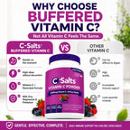 C-Salts Vitamina C en Polvo Tamponada - Orgánica, Suave para el Estómago - 4000mg por Ración - Sabor Frutos del Bosque - 735g (26oz) - 272 Porciones - Vegano, Sin Gluten, Sin Azúcar