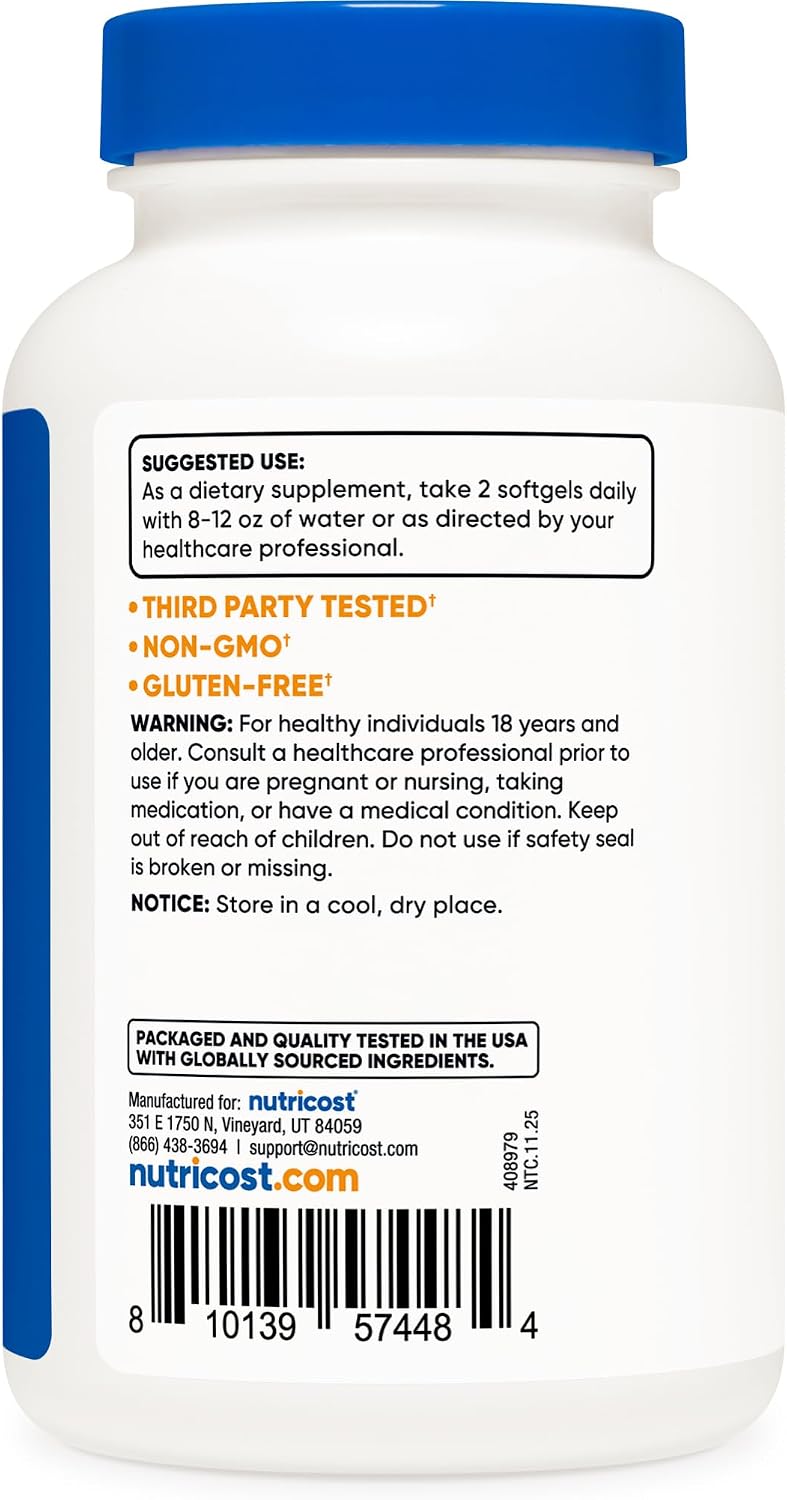 Nutricost Ácido Caprílico 1200mg, 120 Cápsulas Blandas