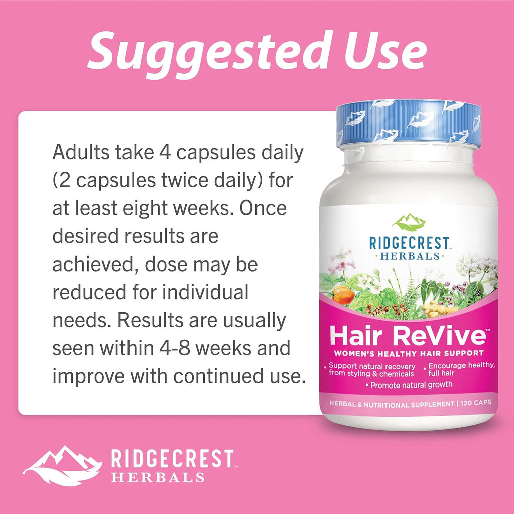 RidgeCrest Herbals Hair ReVive - Suplemento Capilar con Biotina, Vitamina C, Zinc y Cobre (120 Cápsulas, 30 Días)