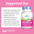 RidgeCrest Herbals Hair ReVive - Suplemento Capilar con Biotina, Vitamina C, Zinc y Cobre (120 Cápsulas, 30 Días)