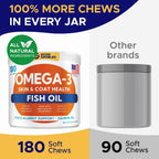 GOODGROWLIES Omega 3 Aceite de Pescado para Perros (180 Snacks Masticables)