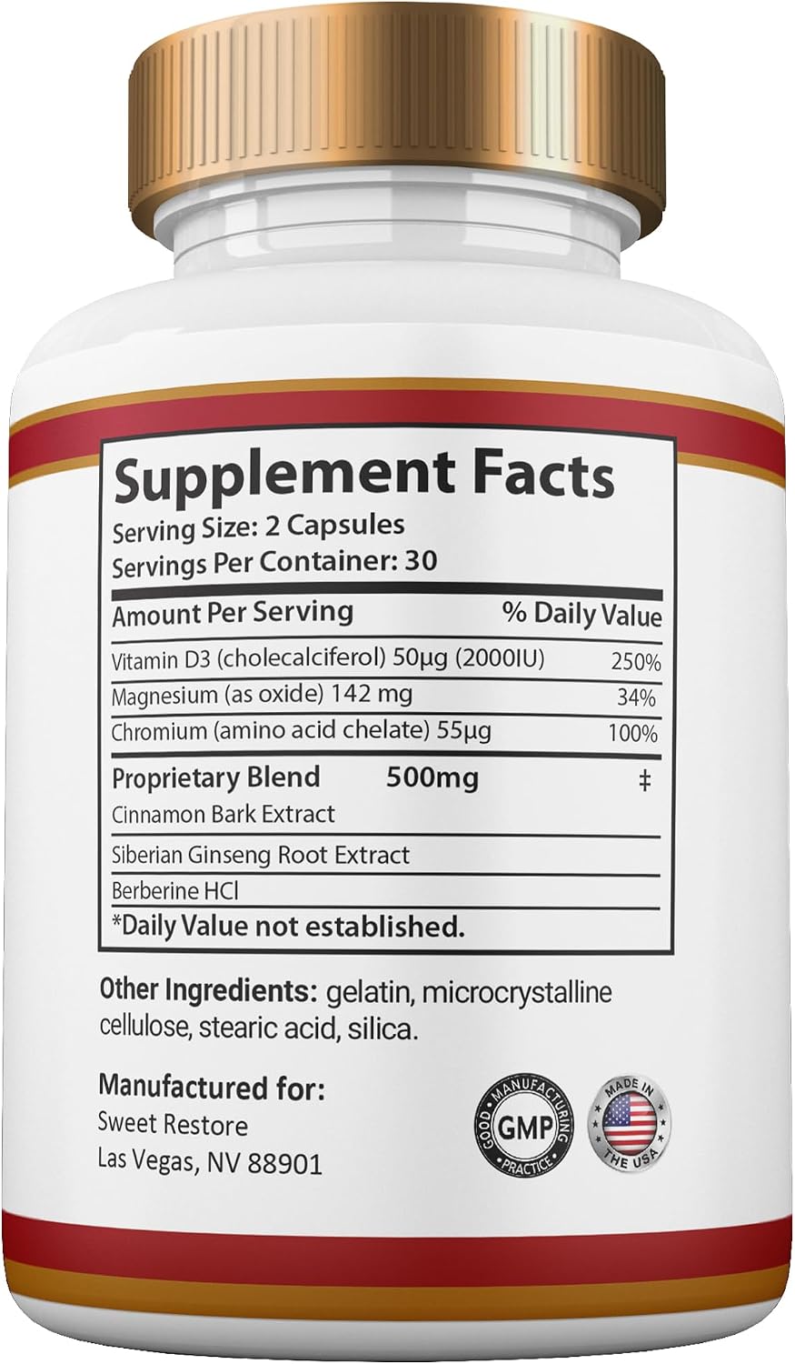 Sweet Restore Capsules, All Natural Maximum Strength Sweet Restore Glyco Pills, Suministro para 2 Meses (2 Paquetes)