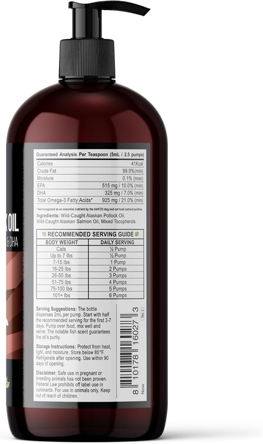 Aceite de Salmón Salvaje de Alaska para Perros | Omega 3 Líquido con Dosificador | Alto Contenido de EPA y DHA | 946 ml