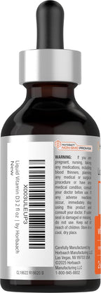 Horbäach Vitamin D3 K2 Liquid Drops | con MK-7 | 2 fl oz | Vegetariano, No-GMO, Sin Gluten