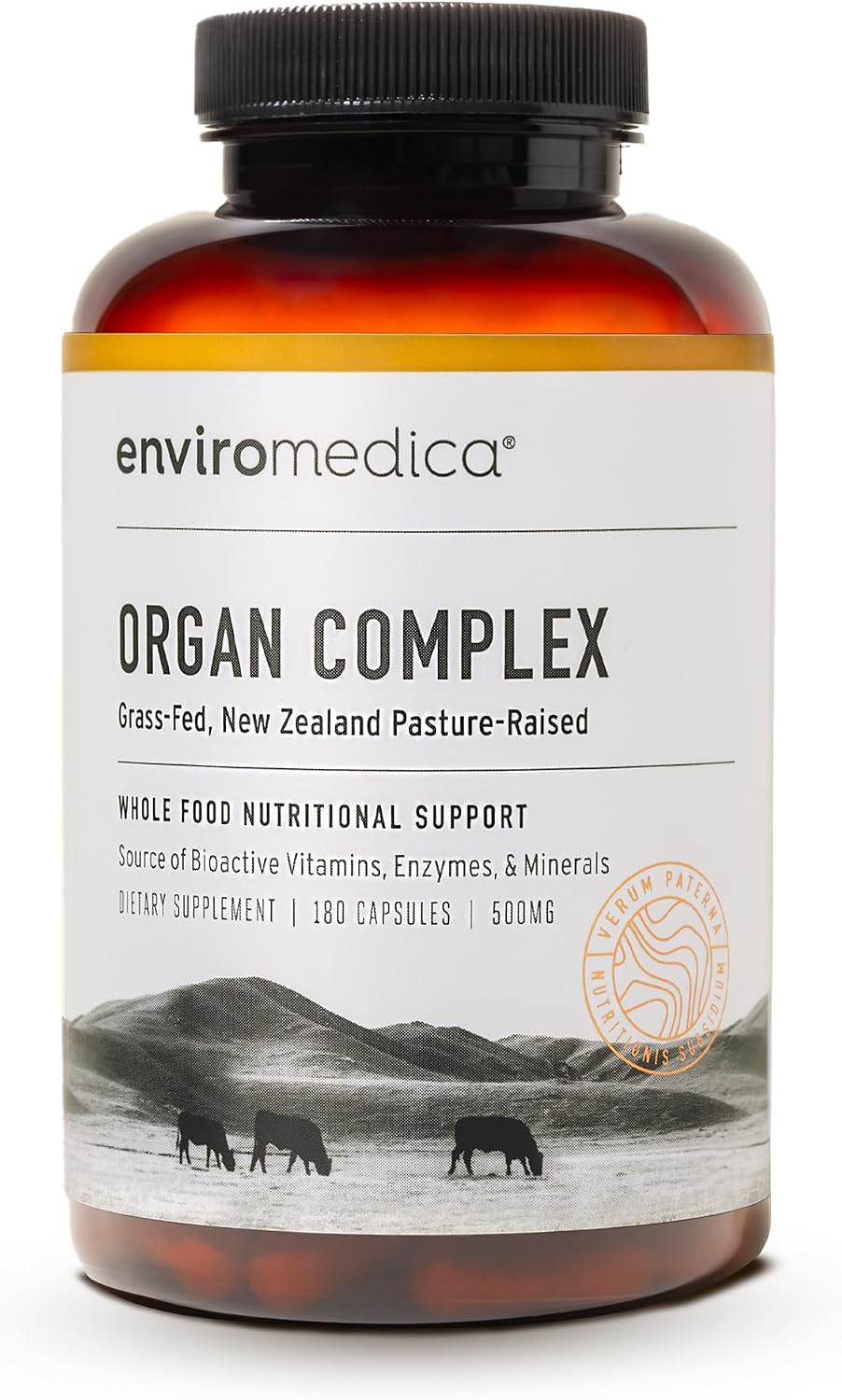Enviromedica Complejo de Órganos de Pastoreo: Hígado, Riñón, Corazón, Páncreas y Bazo Liofilizados (180 cápsulas)