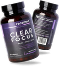 Clear Focus - Complemento para la memoria y concentración con Ashwagandha, Lion's Mane y Ginkgo Biloba, 120 cápsulas