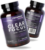 Clear Focus - Complemento para la memoria y concentración con Ashwagandha, Lion's Mane y Ginkgo Biloba, 120 cápsulas