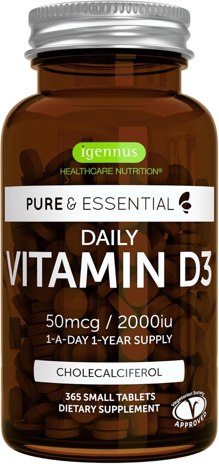 Igennus Vitamina D3 2000 UI, 50 mcg, 365 Comprimidos Vegetarianos - Suministro para 1 Año