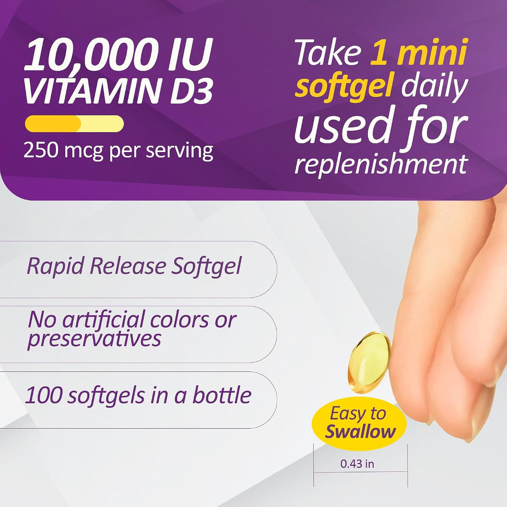 Prati Donaduzzi Vitamina D3 10.000 UI (250 mcg) Cápsulas Blandas, 100 Unidades