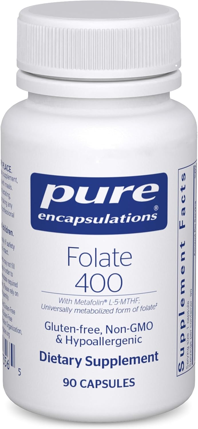 Pure Encapsulations Folate 400 | Metafolin L-5-MTHF | 90 Cápsulas