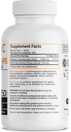 Bronson Vitamina C 1000 mg con Escaramujo - Liberación Sostenida, 250 Comprimidos