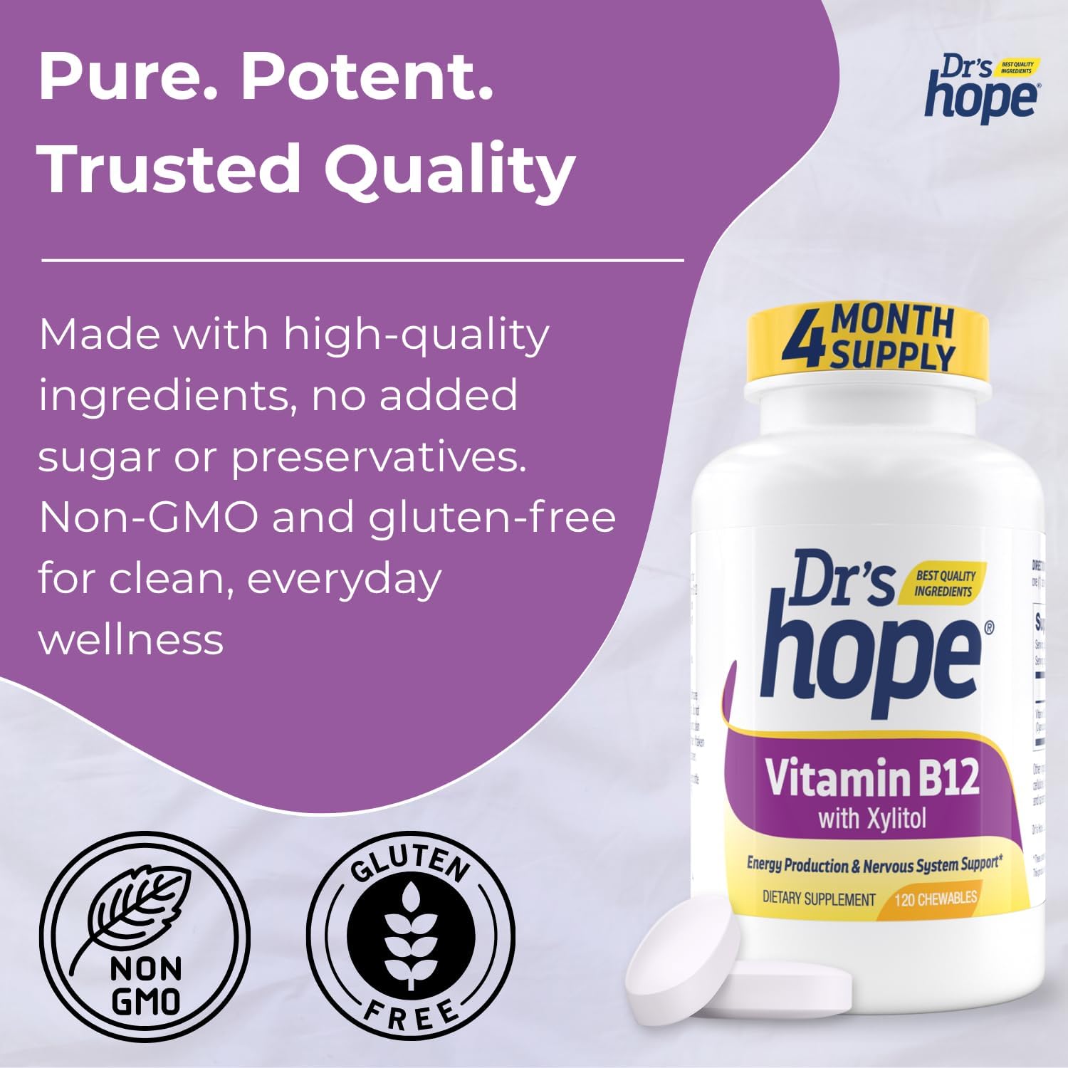Dr’s Hope Vitamina B12 1000 mcg - 120 Comprimidos Masticables