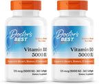 Doctor's Best Vitamina D3 5000 IU - 360 Cápsulas Blandas (2 Paquetes)