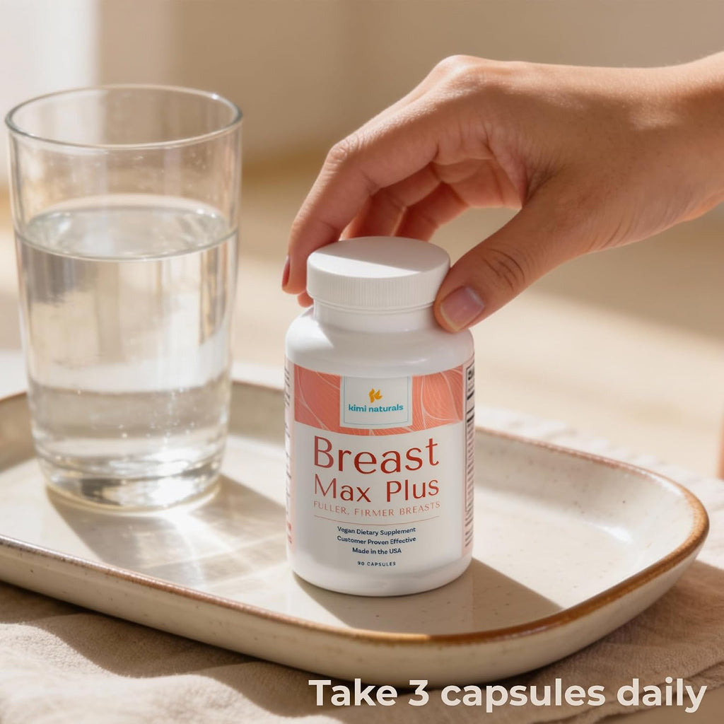 KIMI Naturals Breast Max Plus - Suplemento para el Aumento de Pecho con Fenogreco, 90 Cápsulas