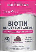 NeoCell Biotin Beauty Soft Chews | 30 Gomitas | 10000mcg | Cabello, Piel y Uñas | Sabor a Acai