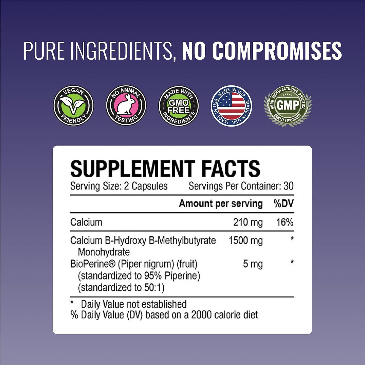 Approved Science HMB 1500mg - Suplemento Muscular con Calcio y BioPerine - 60 Cápsulas Veganas (Pack de 3) – Image 5