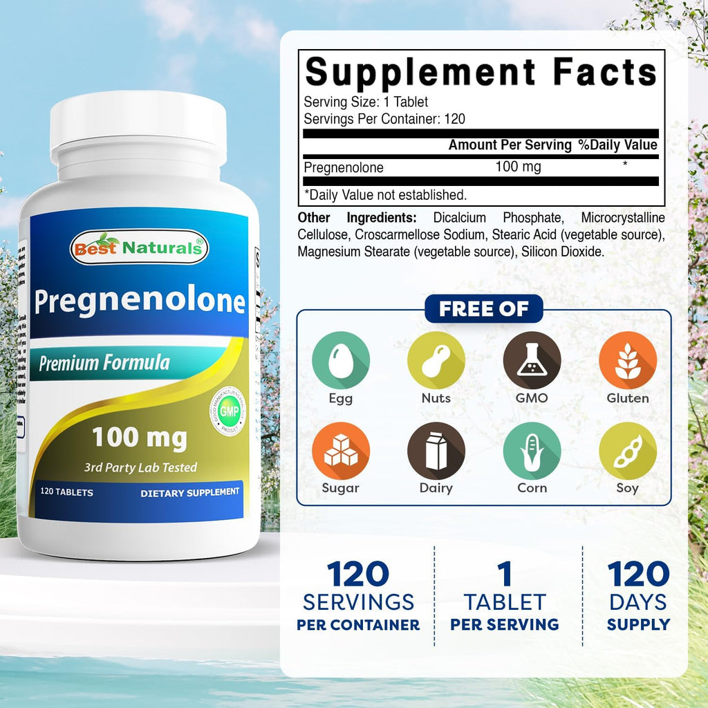 Best Naturals Pregnenolona 100 mg 120 Comprimidos