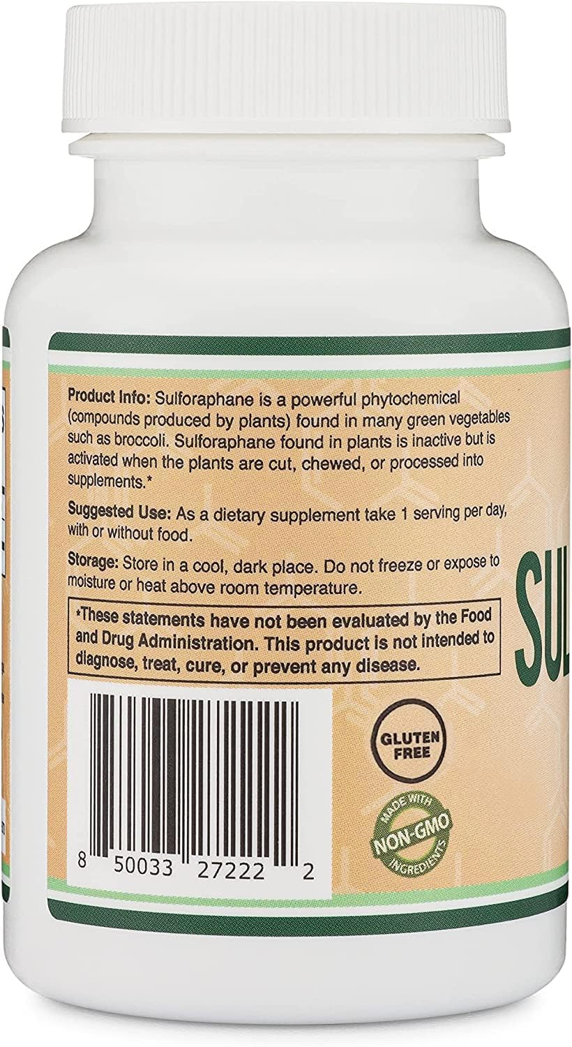 Sulforaphane Supplement - 20 mg de Sulforafano por Porción (120 Cápsulas) Extracto de Brócoli, Vegano - Double Wood