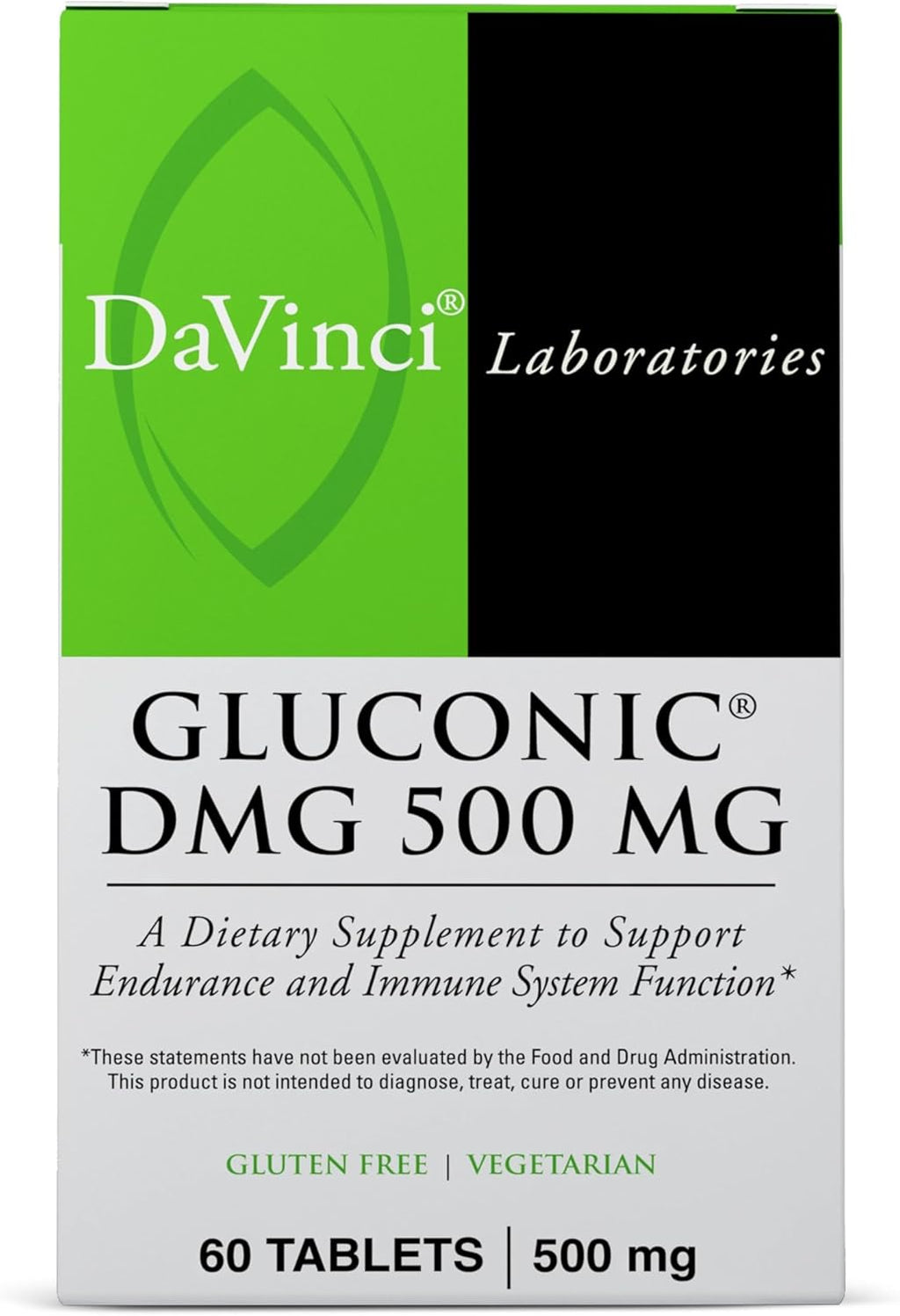 Gluconic DMG 500 mg - Complemento Alimenticio con N,N-Dimetilglicina - 60 Comprimidos Masticables
