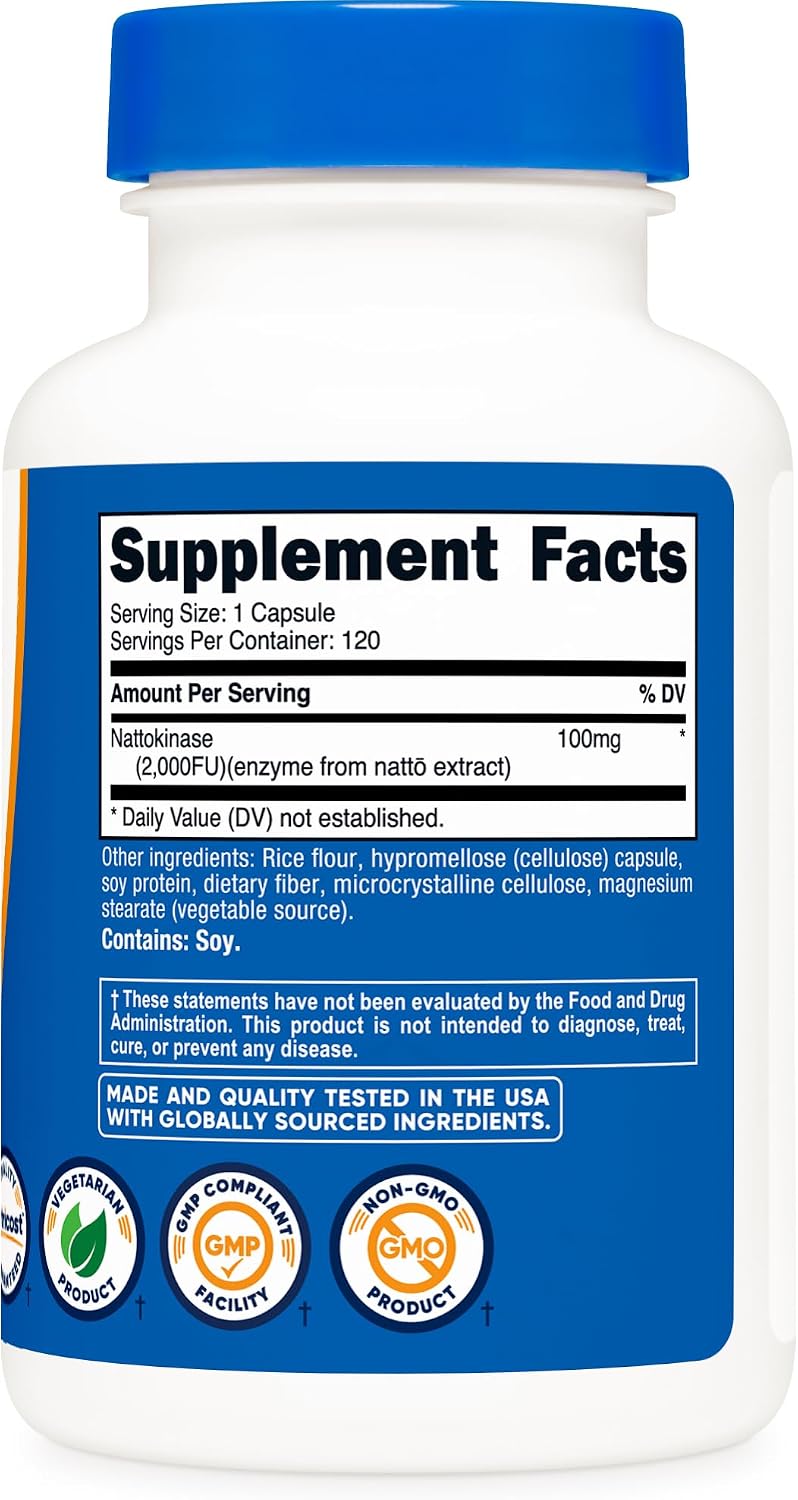 Nutricost Nattokinasa 2,000FU, 120 Cápsulas - Sin Gluten, No-GMO, Vegetariano