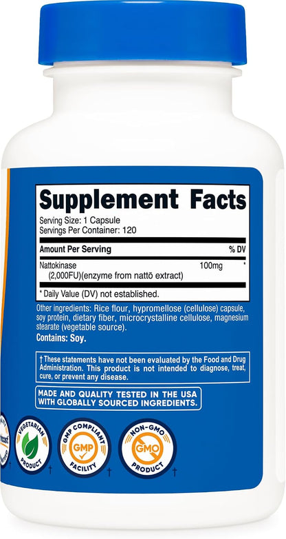 Nutricost Nattokinasa 2,000FU, 120 Cápsulas – Sin gluten: apto para personas con sensibilidad al gluten o – Image 5