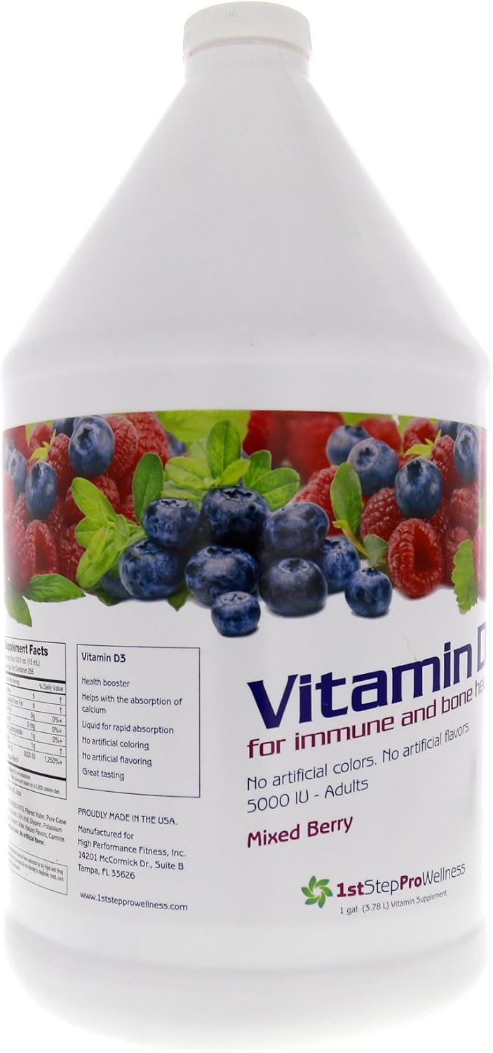 1st Step for Energy Vitamina D3 Líquida Sabor Frutos Rojos Mixtos, 1 Galón (3.78 L)
