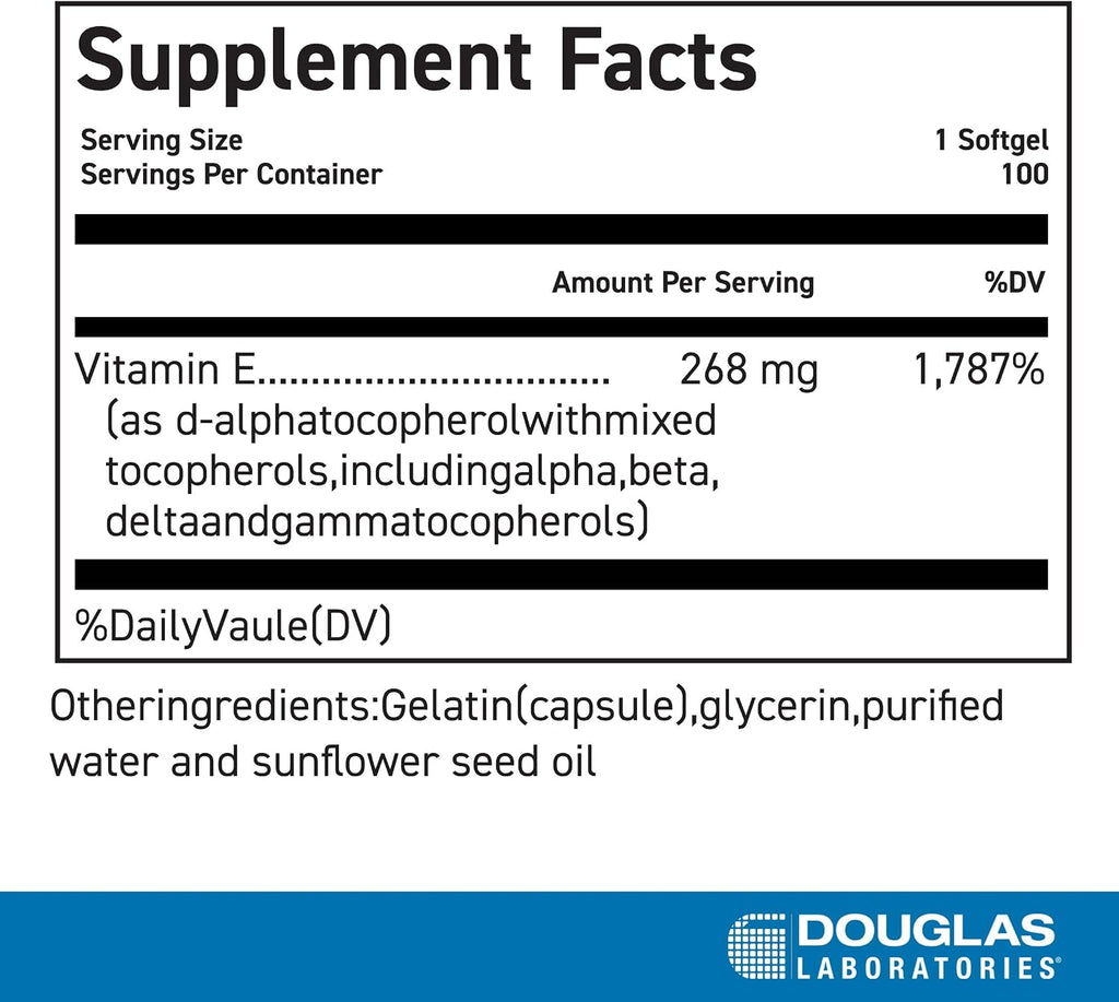 Douglas Laboratories Complejo de Vitamina E Natural - 100 Cápsulas Blandas