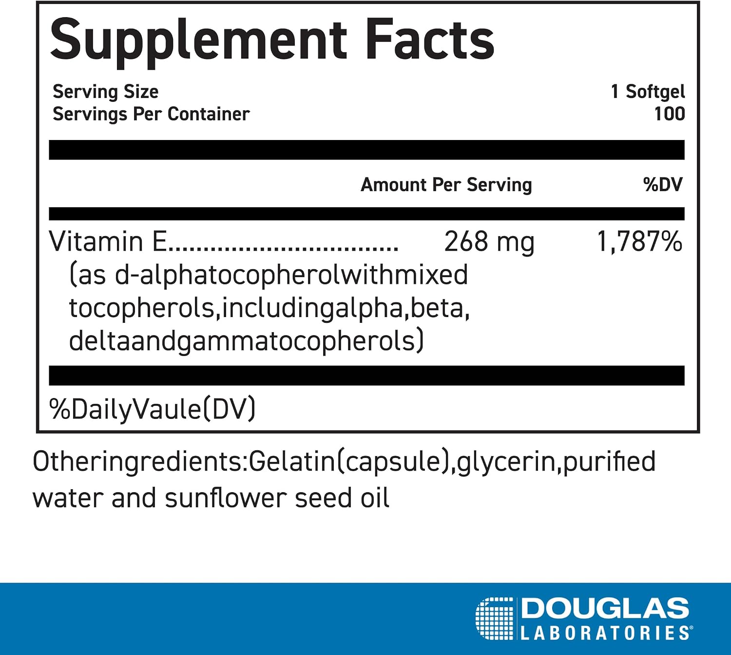 Douglas Laboratories Complejo de Vitamina E Natural - 100 Cápsulas Blandas
