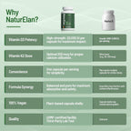 NaturElan Vitamina D3 K2 - 20.000 UI D3 + 200 mcg K2 (MK-7), 180 Cápsulas, Vegano, Sin Gluten