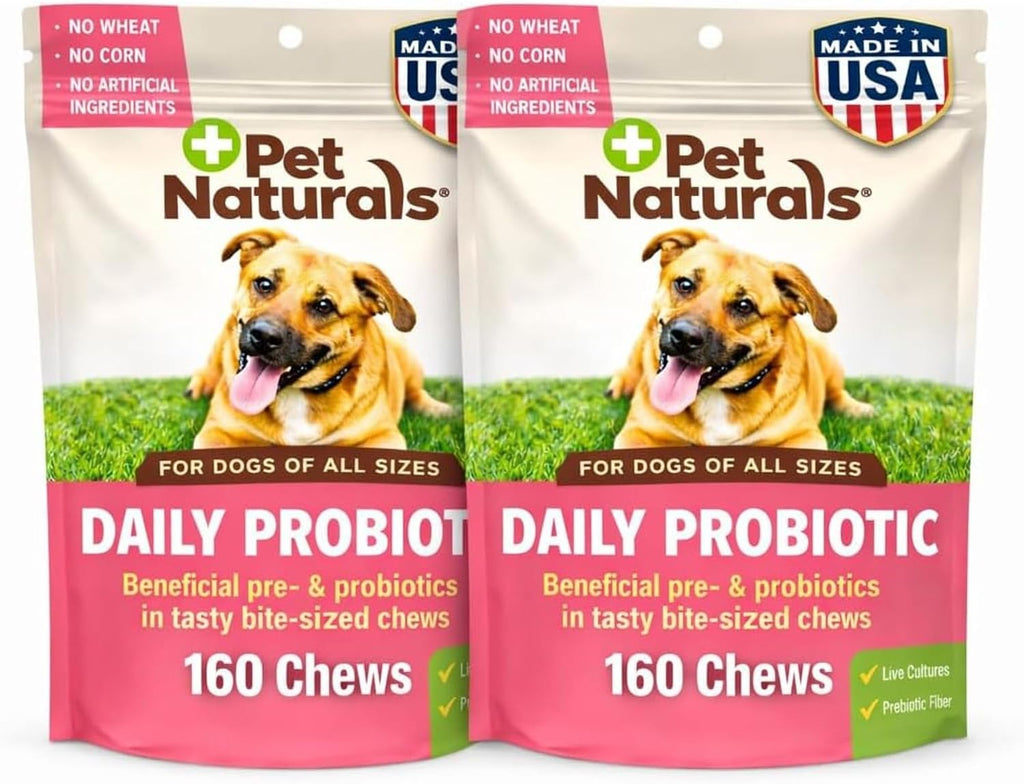 Pet Naturals Probióticos para Perros – 320 Golosinas Blandas con 120M UFC y Prebióticos, Sabor Pato