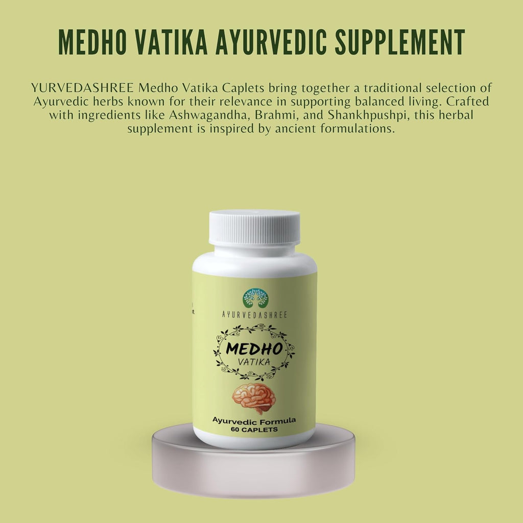 Ayurvedashree Medho Vatika 60 Comprimidos - Suplemento Herbal con 8 Hierbas Ayurvédicas