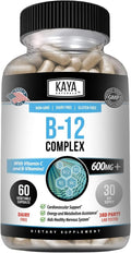 Kaya Naturals Complejo B-12 - Multivitamínico para Mujeres y Hombres - 60 Comprimidos