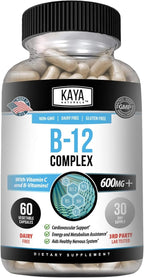 Kaya Naturals Complejo B-12 - Multivitamínico para Mujeres y Hombres - 60 Comprimidos