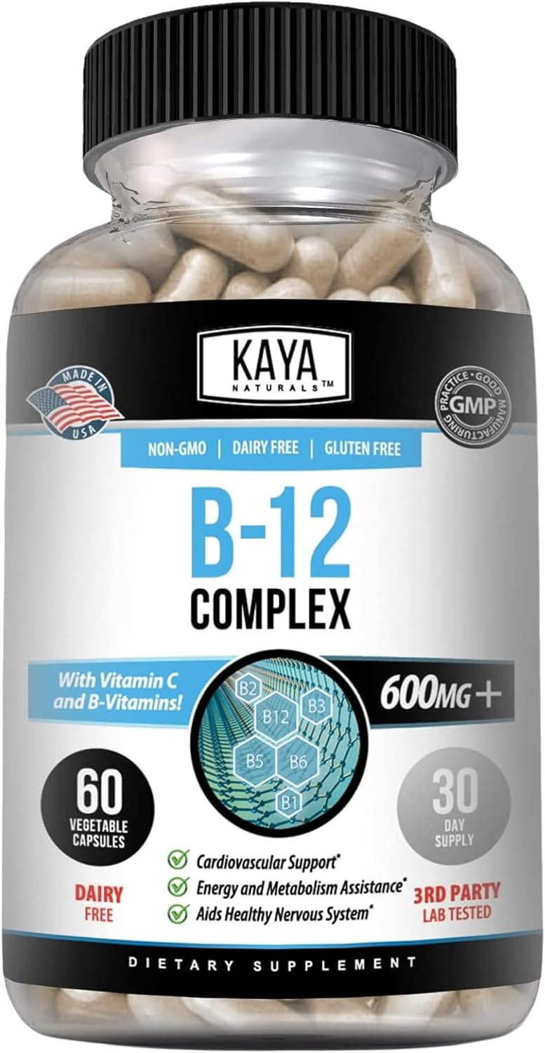 Kaya Naturals Complejo B-12 - Multivitamínico para Mujeres y Hombres - 60 Comprimidos