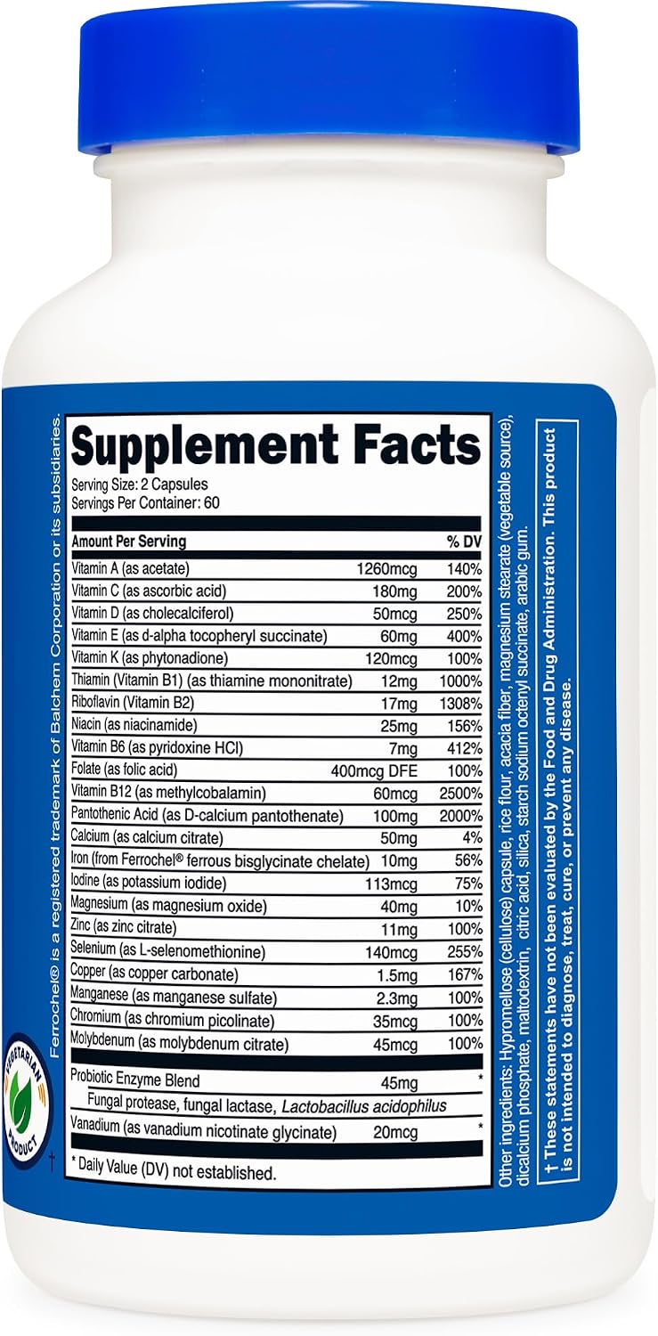 Nutricost Multivitamin with Probiotics 120 Vegetarian Capsules (2 Bottles)