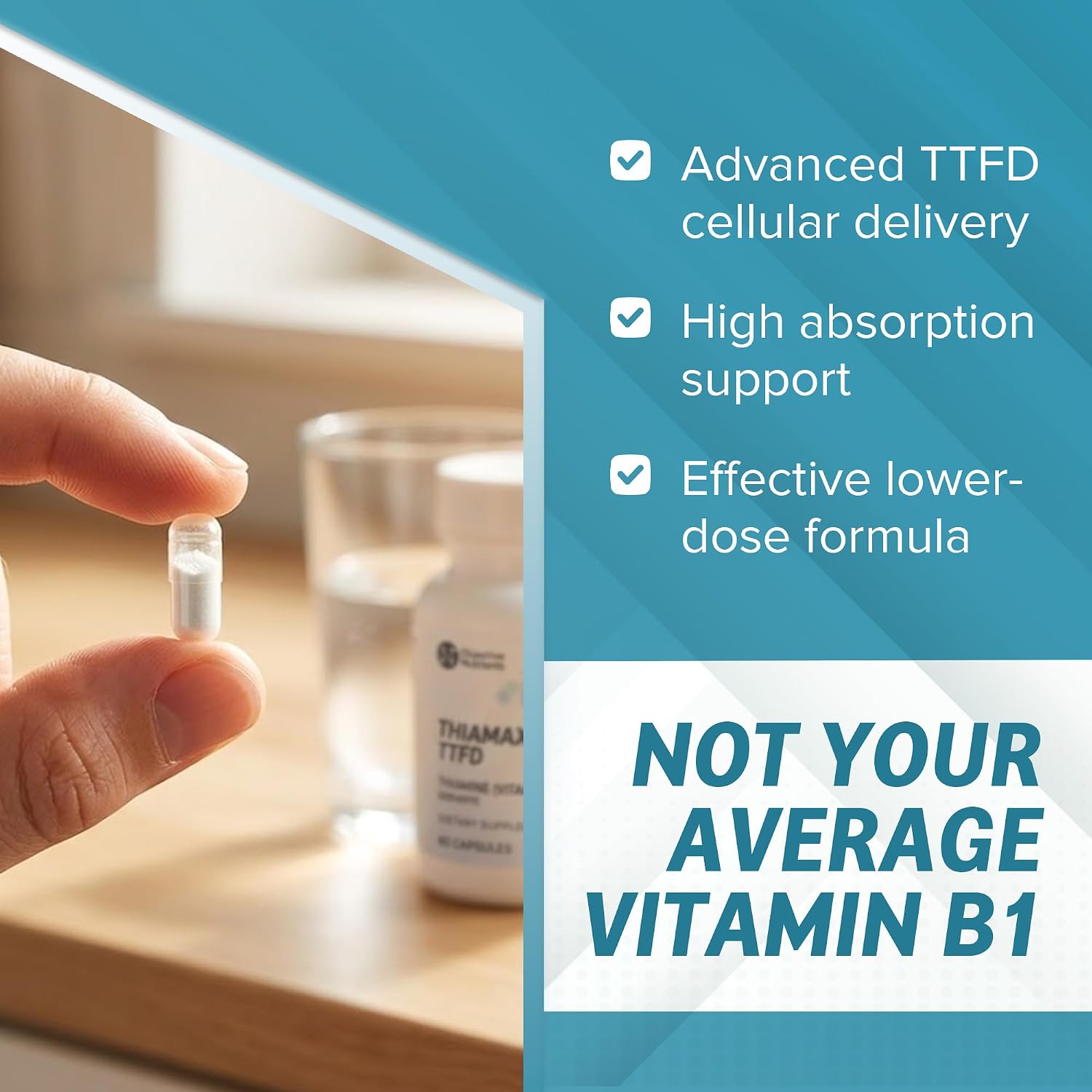 Objective Nutrients Thiamax TTFD Tiamina B1 100mg con Magnesio - 60 Cápsulas