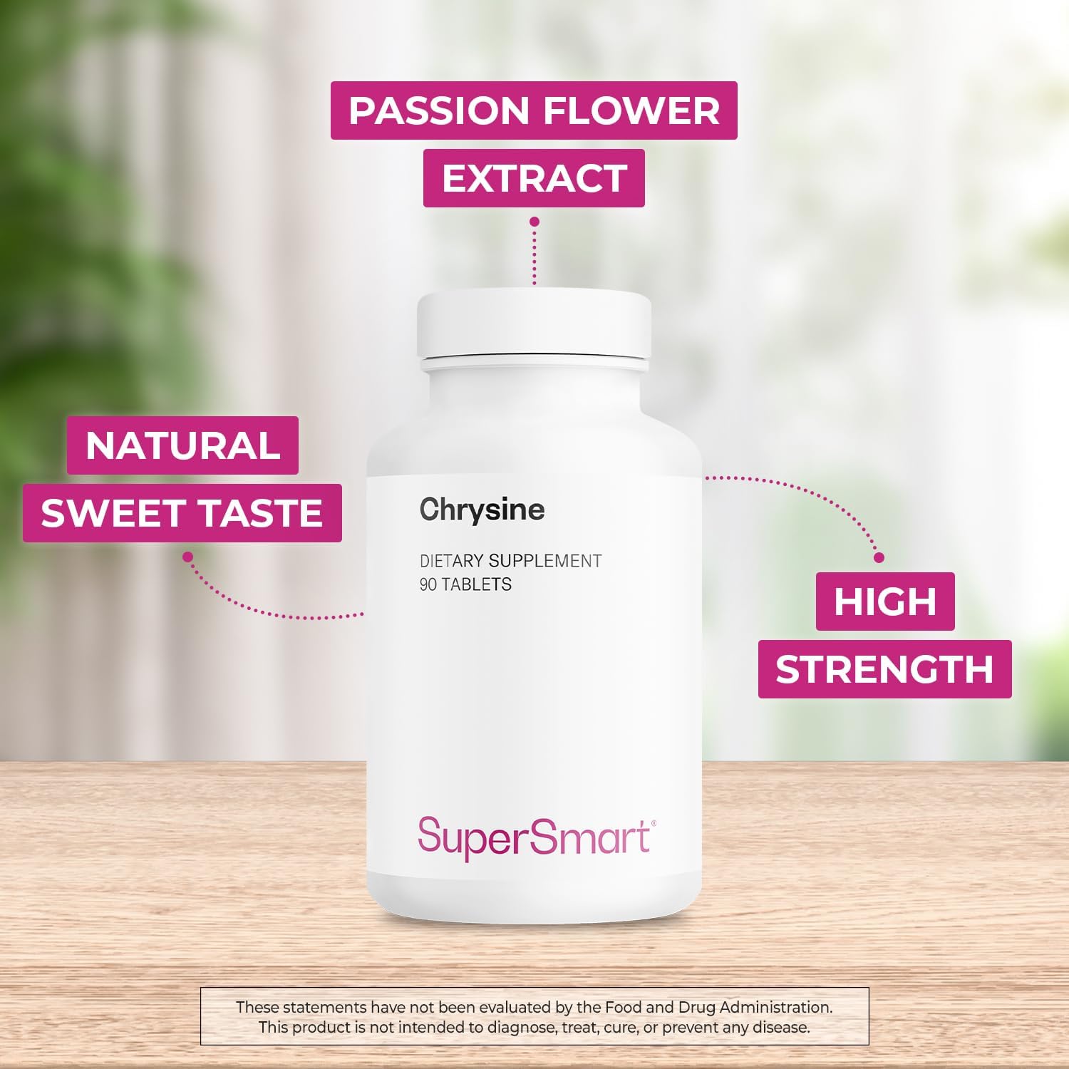 Supersmart - Chrysine 1500 mg Per Day - Flavonoide Natural - Ayuda a Equilibrar las Hormonas - No-GMO y Sin Gluten - 90 Comprimidos