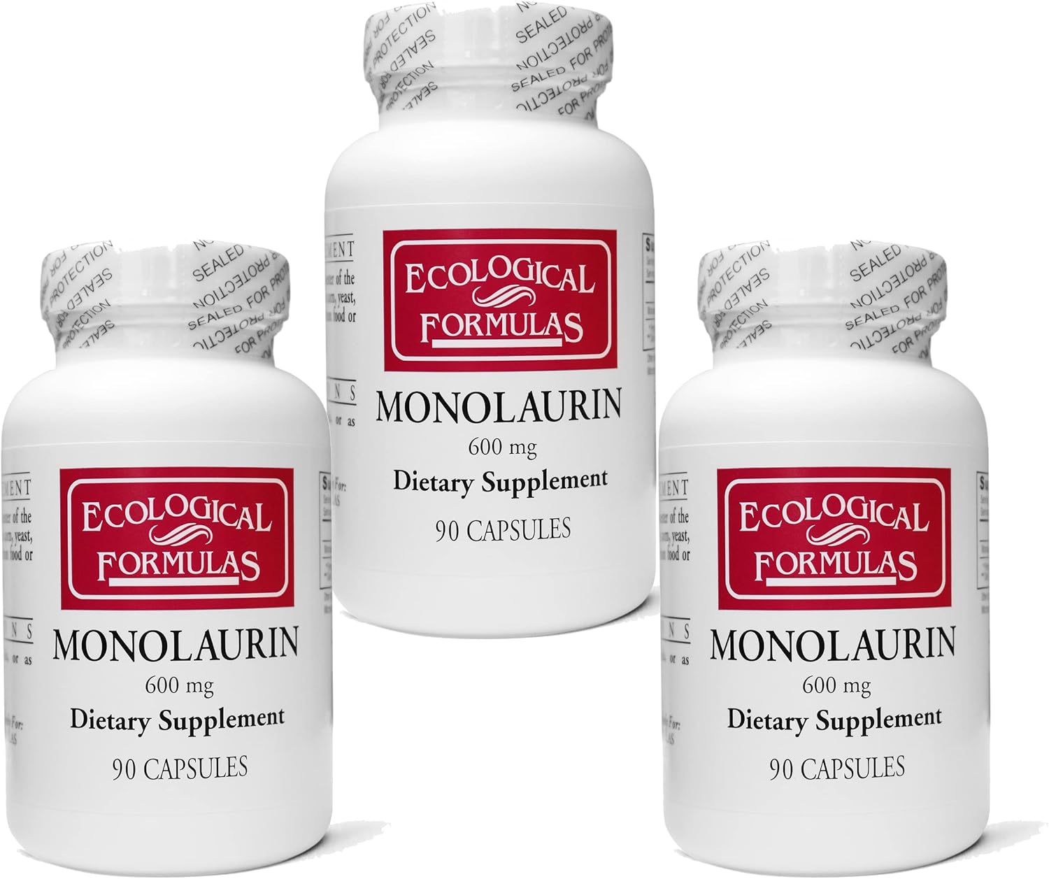 Ecological Formulas Monolaurin 600 mg - 180 Cápsulas (2 Envases)