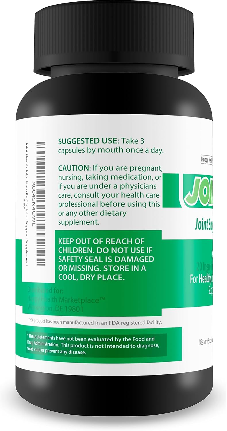 Joint Health Hero Pro - Suplemento para Articulaciones y Huesos con Cúrcuma, Vitamina D y C