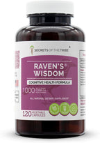 Secrets of the Tribe - Raven's Wisdom, Fórmula Cognitiva, Suplemento Herbal (120 Cápsulas)