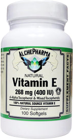 Vitamin E 268 mg (400 IU) 100% Natural Mixed Tocopherols D-Alpha Form (100 Softgels)